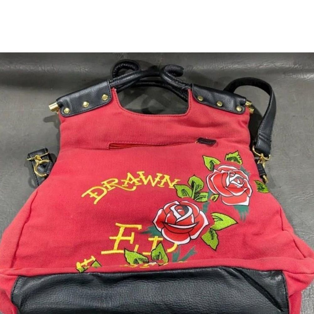 Ed Hardy Love Kills Slowly Heart & Skull Roses Tote Bag Purse Handbag